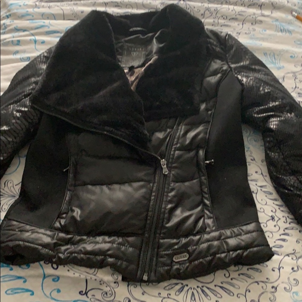 Guess fur leather jacket
